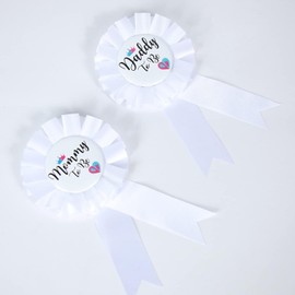 Gender Reveal Decorations - Sash and Tinplate Badge Mommy to Be and Daddy to Be Baby Shower, One size fits all, Silk, not have
