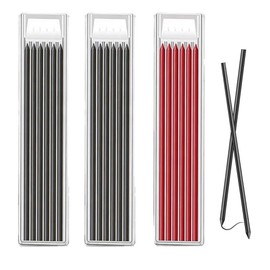 12 Black and 6 Red Pencil Leads for Carpenter's Pencil, Carpenter's Pencil Refills, 2.8 mm Pencil Replacement, Solid Deep Hole Marker Leads for Architect Drawing Carpentry Sketching Writing