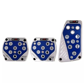 1clickautoacc 3 Pcs Blue Chrome Manual Car/Suv Brake Gas Foot Pedal Pads Covers Non Slip