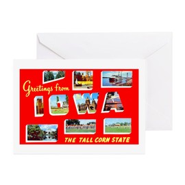 CafePress Iowa Greetings Folded Greeting Cards (10-pack) Glossy