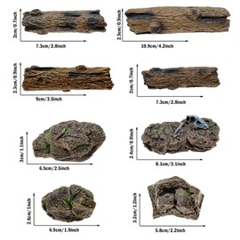 Cayway 8 PCS Miniature Tree Stumps Miniature Stone Rock Statue Mini Garden Figurines Stumps Ornaments for Micro Train Landscape Railway Sand Table