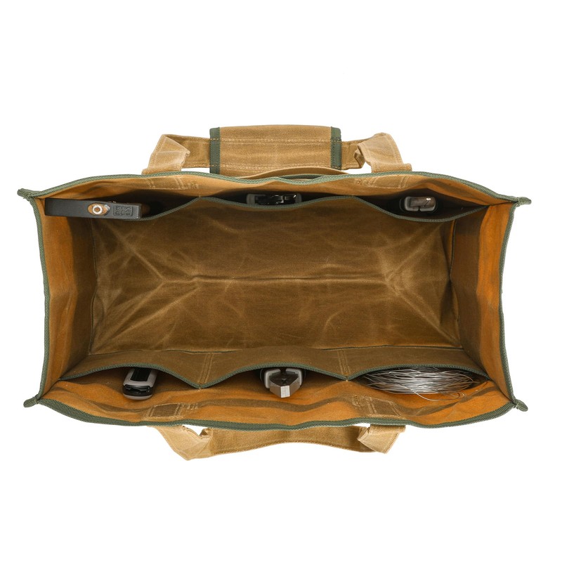 Heavy Duty 16OZ Waxed Canvas Wide Mouth Water-Resistant Tool Bag,Tool