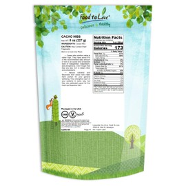 Cacao Nibs, 8 Ounces - Raw, Unsweetened, Kosher, Vegan, Keto and Paleo Friendly, Made from Antioxidant Rich Cacao Beans, Cacao BIts for Chocolate, Sirtfood, Bulk