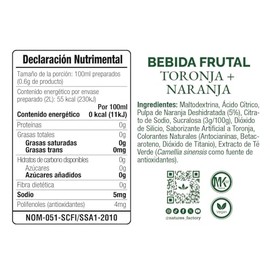 Nature's Factory Bebida Frutal en Polvo Sabor Toronja Naranja, Bajo en Calorías, 10 piezas de 12 gramos