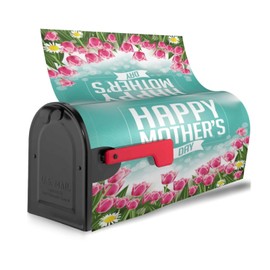 Joyidec Happy Mother's Day Tulips Mailbox Covers Magnetic Letter Post Box Cover Mail Wraps Garden Decorations Standard Size 21 X 18 in