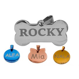 Placa de Identificación para Perros, Acero Inoxidable, (, )