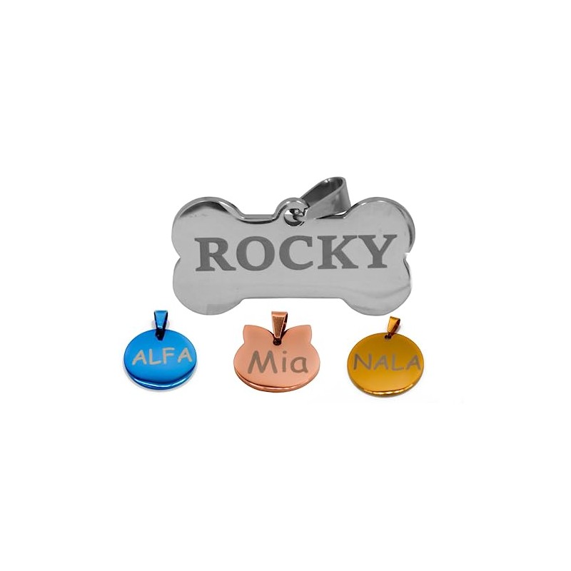 Placa de Identificación para Perros, Acero Inoxidable, (, )
