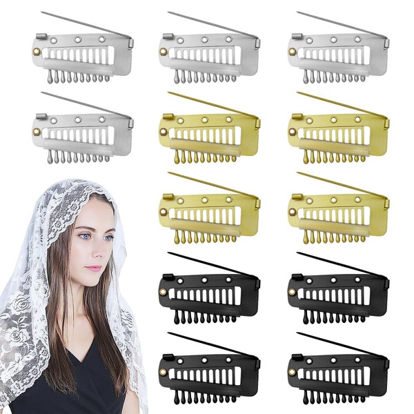 luwrevc Luwrevc Chunni Clips with Safety Pins, 12Pcs Teeth Strong