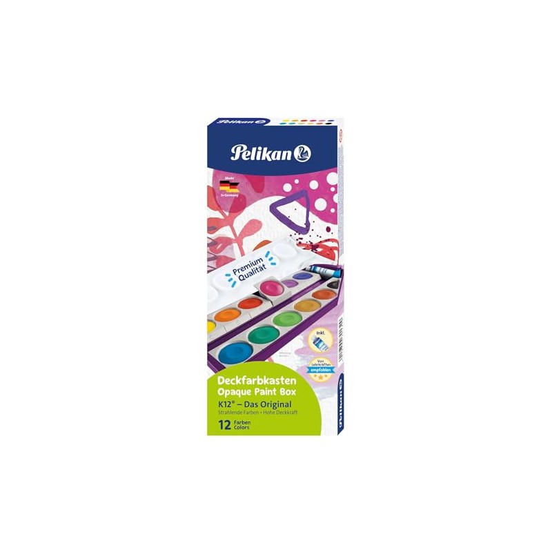 Pelikan 701327 Paint Box K12 Opaque Paint Box with 12