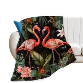 Flamingo Tropical Throw Blanket - Flamingo Stuff Decor Merch Cozy Flannel Soft Warm Plush Lightweight Bedding - Gifts for Kids & Adults - 50"X40"
