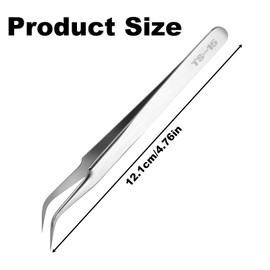 Precision Tweezers, Stainless Steel Fine Tip Curved Craft Tweezers Professional Lash Tweezer for Eyelash Extension, Electronics, Soldering, Experimental Work, Jewelry-Making, Crafting