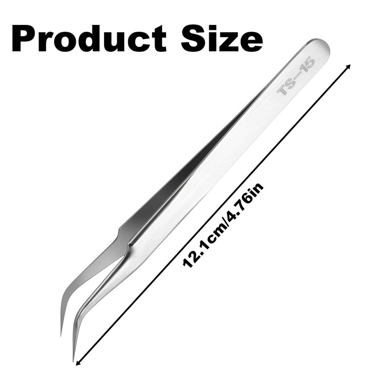 Precision Tweezers, Stainless Steel Fine Tip Curved Craft Tweezers Professional