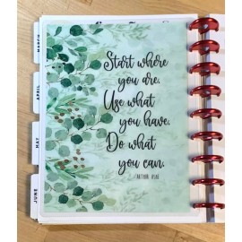 Handmade Start Where You Are Quote 2-Sided Dashboard for use with Classic Happy Planner-