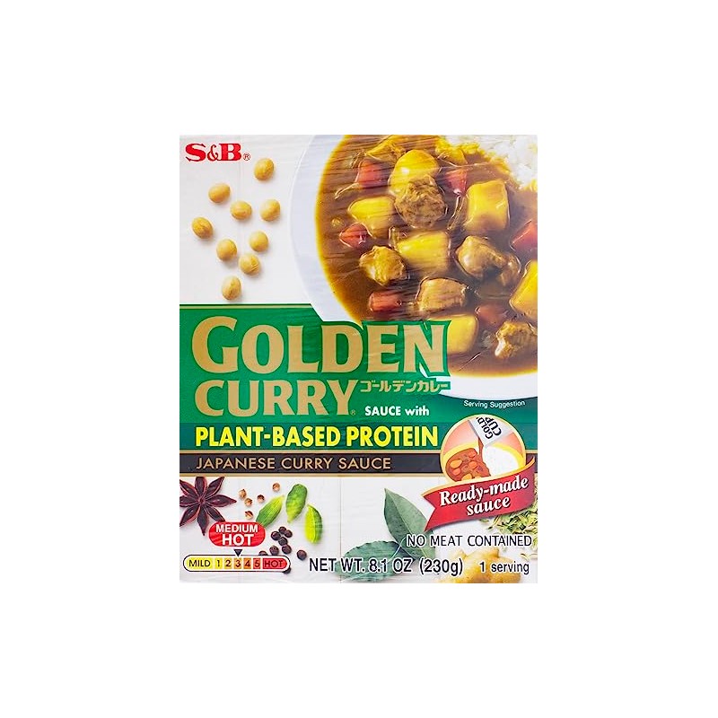 S&B Golden Curry Plant-Based Protein, Medium Hot, 8.1 oz