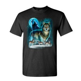 Wolf Moon - Howling Wolves USA Wilderness - Unisex T-Shirt (XL, Black)