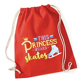 Hippowarehouse This princess wears ice skates Drawstring Cotton School Gym Bag 37cm x 46cm, 12 litres