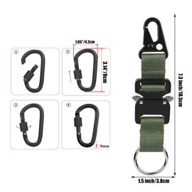 Llaveros tácticos para hombres, clips de engranaje EDC con clip HK y anillos de acero inoxidable, clips de llavero militar grandes de nailon para herramientas de transporte de trabajo, accesorios