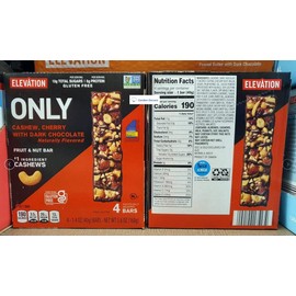 Elevation ONLY Cashew, Cherry with Dark Chocolate Fruit & Nut Bar 5.6oz 160g (Single Box)