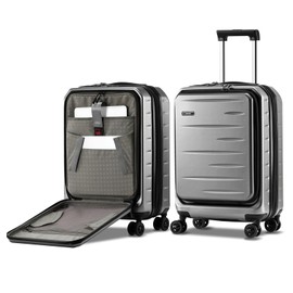 CENSIEN Expandable Carry On Luggage Airline Approved, 20 Inch Lightweight ABS+PC Hard Shell Suitcases with Front Pocket, Spinner Wheels, TSA Lock (Dark Gray, 1PC)