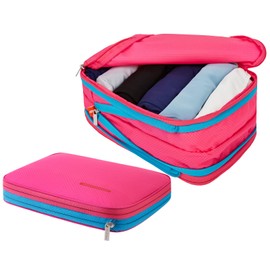 BeeNesting Compression Packing Cubes 2 set for travel Small Luggage Organizer Bags for BackPack (S+M 4L/9L, Pink)