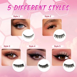 Glowing Win Magnetic Eyelashes 5 Pairs Magnetic Lashes Kit with 2 tubes of Magnetic Eyeliner & Tweezers Reusable Eye Lashes Natural False Eyelashes No Glue Needed