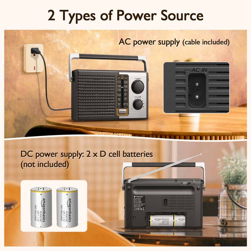 Yewrich AM FM Radio with Best Reception, Portable Battery Operated