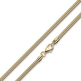 Materia #K54 925 Silver Snake Chain Gold Women's Necklace Gold-Plated 2.7 mm in 40-80 cm + Box, Metal, No Gemstone