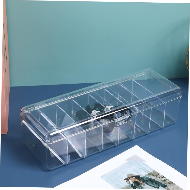 DOITOOL 2pcs Clear Cable Organizer Box Lid Multi-Compartment Cord Storage