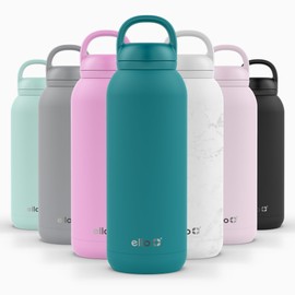 Ello Cooper Twist Stainless Steel Water Bottle with Cup Lid, Leak-Proof, Double Walled and Vacuum Insulated, Integrated Carry Strap, Dishwasher Safe, Antigua