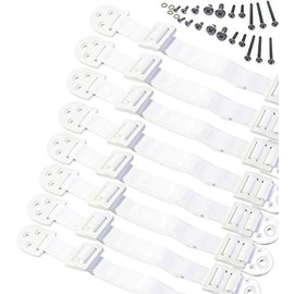 Boxiki kids Adjustable Anti-Tip Furniture Anchor Set. 8 PC Baby Safety Wall Straps by Boxiki Kids. Earthquake Restraint Straps and TV Wall mounts. Baby Proofing (White)