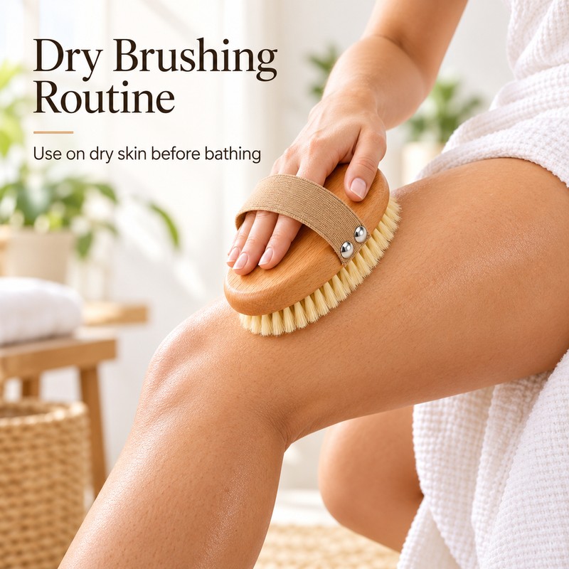 Natural Boar Bristle Body Brush – Wooden Bamboo Dry &