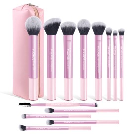 Maange Brochas Set 13 Brochas Maquillaje Profesionales Con Un Neceser Alta Calidad Kit De Brochas Kabuki Brocha Para Base Pincel Para El Rostro Pincel Para Los Ojos Rosa