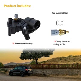 Thermostat Housing Kit Assembly w/Sensor | Fit for Ford Explorer & Mercury Mountaineer 2002 2003 2004 2005 2006 2007 2008 2009 2010 V6 4.0L | OE# 2L2Z8592AA 2L2Z8592BA 2L2Z8592BB 2L2E9K478BA 902-860