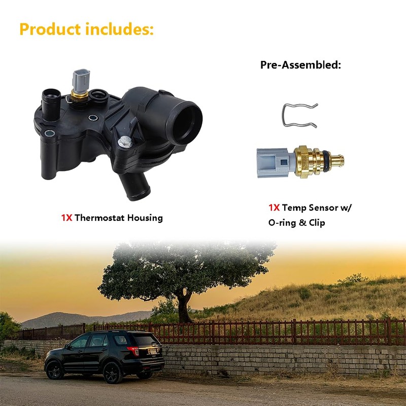 Thermostat Housing Kit Assembly w/Sensor | Fit for Ford Explorer