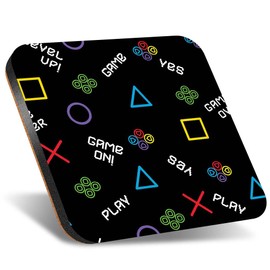 1 x Square Jumbo Size Coaster 12cm Game Gamer Computer Gaming Cork Backed MDF Glossy Tea Coffee Accessory #170578
