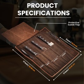 LEATHER VILLAGE Genuine Leather Knife Roll Bag – Professional Chef Carrying Case, Durable Sheath Holder, Cooks & Culinary Tools Organizer, Portable Travel Storage with 4 Slots & Zipper - Rustic Brown