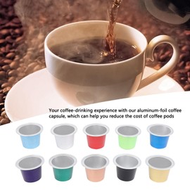Coffee Pod Capsules, 30pcs Aluminum Foil Disposable Coffee Capsules Single Use Refillable Coffee Pod Capsules Airtight Empty Coffee Pods, Disposable Coffee Capsules Shells for Home