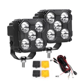 Exzeit 160W Light Pods A Pillar Light Ditch Light, Flood Spot Combo Beam Yellow Black Covers Replaceable Fog Lights for Jeep SUV Motorcycle ATV UTV Offroad Litghting,12V/24V