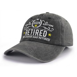 Retired Since 2025 Hat Limited Edition, Funny Adjustable Washed Cotton Embroidered The Legend Has Retired Baseball Cap, Black, One Size