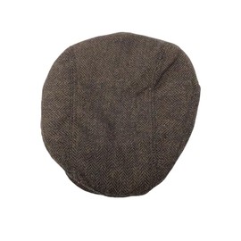 GaelSong Traditional Men's Irish Flat Cap, 100% Wool Tweed, Made in Ireland, Dark Brown, X-Large