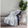 Berkshire Life Heated Luxe Faux Fur Throw Electric Blanket BLUE/White