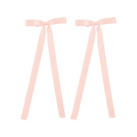 2PCS Silky Satin Hair Bows Hair Clip Ribbon Accessories Ponytail Holder Hair Bow for Women Girls Teens (Peach)