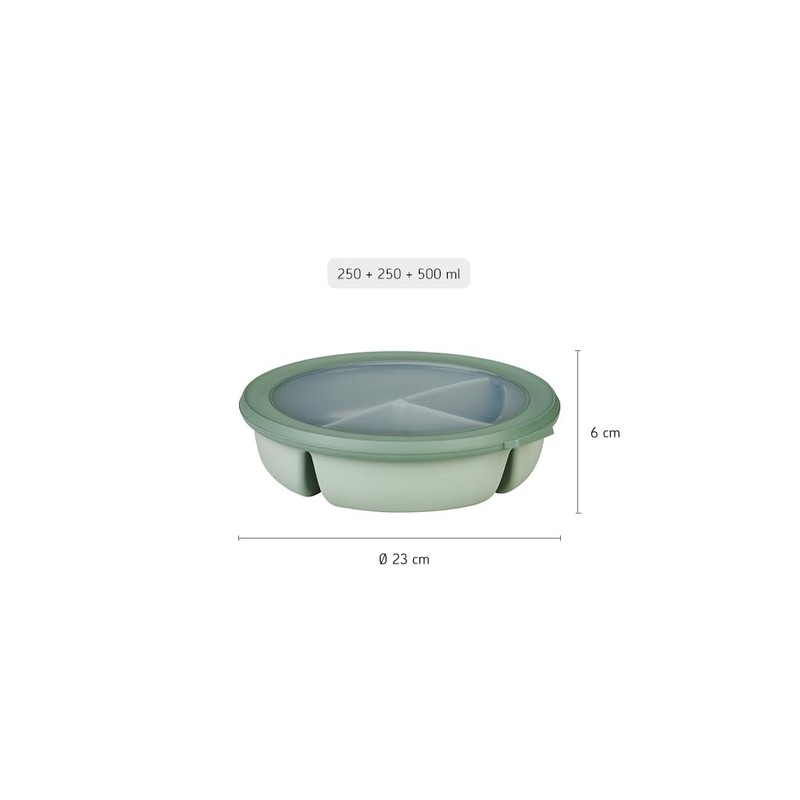 Mepal Cirqula Round Bento Bowl, Multi-Bowl with 3 Compartments -