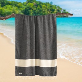NATUR FUTURE Beach Towel Cotton Large XXL Bath Towel Shower Towel Bath Towel Hammam Towel Beach Towel Sports Towel Sarong Pareo Yoga Fouta Blanket Sauna Towel Spa (Anthracite, Diamond 100 x 180 cm)