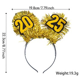 Meekest Happy New Year Headband for Women Girls Men, 2025 New Years Headband Glitter Gold Headband Sparkles Headwear Hair Hoops Accessories for New Years Eve Party Supplies Gifts - Gold
