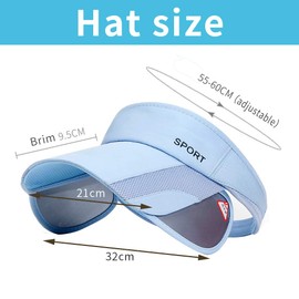 Summer Sun Visor Hat - Women Adjustable Golf Cap with Retractable Brim, UV Protection Beach/Tennis Sport Hat (Blue)