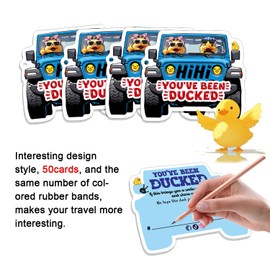 FELYC Duck Tags, You've Been Ducked Card, Dcuk Duck Tags, 50 Set Duck Ducking Game Card, Duck Tags With Hole and Rubber Bands, SUV Car Design (DUCK TAGS-Blue)