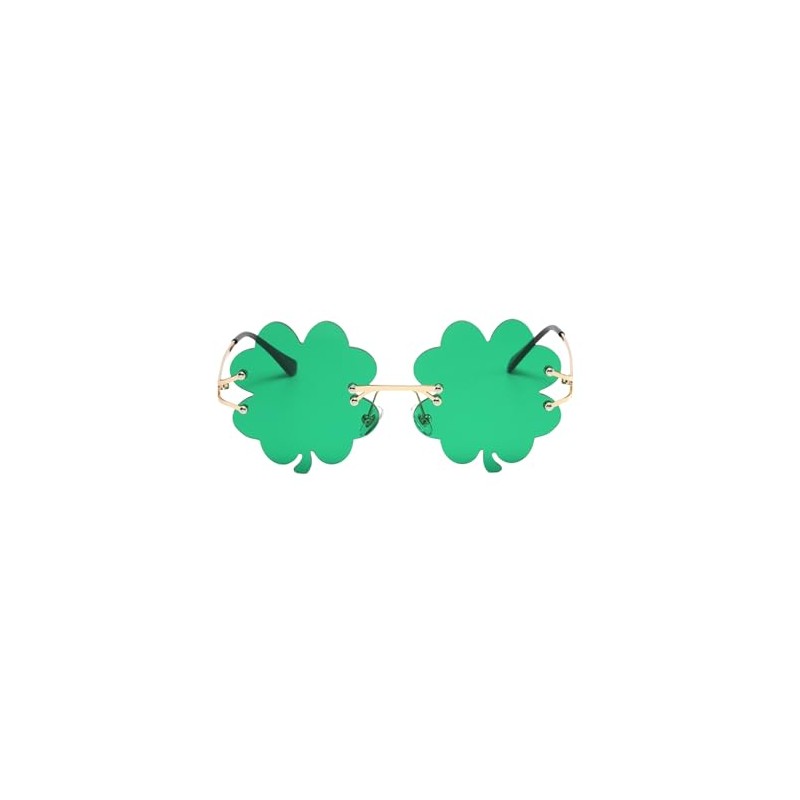 WDZAYXC Clover Glasses, Leaf Clover Metal Frame Glasses, Trendy Glasses