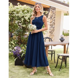 GRACE KARIN Summer Long Maxi Dress for Women Wedding Formal Dresses for Mother of The Bride Cocktail Dress Navy Blue XXL