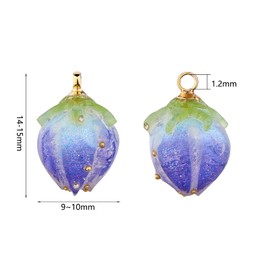 BEEFLYING 10 Pieces Flower Bud Pendants Clear Acrylic Flower Charms with Brass Clothespins for Jewelry Making Craft Supplies (Blue), Resin